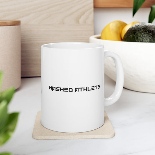 WHITE Ceramic Mug 11oz "washed athlete"